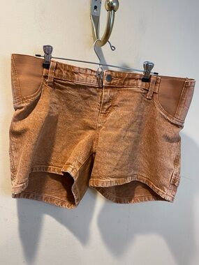 Isabel Maternit Highest Rise Tie Dye Denim Shorts  in Camel Sz  6